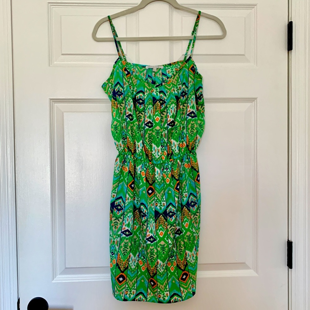 Collective Concepts Green Patterned Spaghetti Strap Dress, Size M